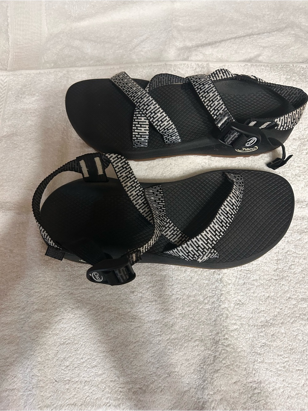 Chaco Z Women's Black Sandals with White-Patterned Straps - Picture 6 of 7